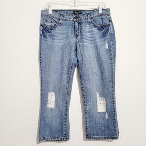 Truck Jeans Distressed Capris 100% Cotton Made In USA Woman's Size 7